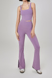 Plain Fake Two Piece Halter Tank Top with Padding