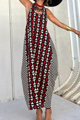 Sleeveless Printing Long Maxi Dress