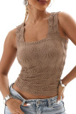 Plain Jacquard Floral Slip Tank Top