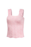Plain Jacquard Floral Slip Tank Top
