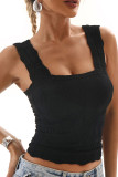 Plain Jacquard Floral Slip Tank Top