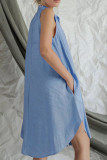 Blue Button Up Shirt Dress