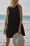Plain Pockets Loose Sleeveless Romper