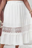 White Lace Splicing Plus Size Skirt
