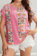 Pink Ethic Print Plus Size Top