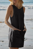 Plain Pockets Loose Sleeveless Romper