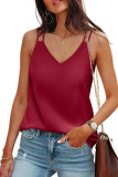 Plain V Neck Strappy Tank Top