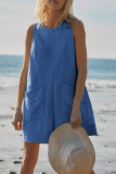 Plain Pockets Loose Sleeveless Romper