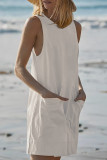 Plain Pockets Loose Sleeveless Romper