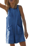 Plain Pockets Loose Sleeveless Romper