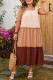 Color Block Square Neck Flutter Sleeves Plus Size Dress