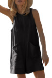 Plain Pockets Loose Sleeveless Romper