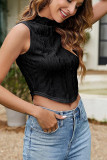 Sleeveless Plain Textured Crop Top