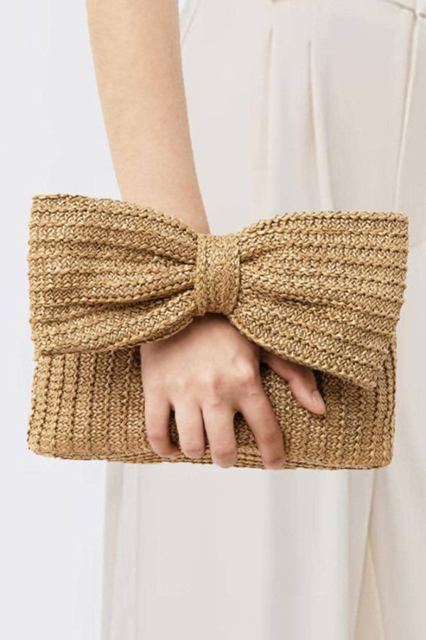 Bowknot Straw Woven Handbag