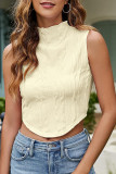 Sleeveless Plain Textured Crop Top
