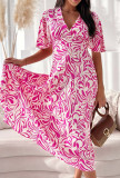 Floral V Neck Ruffle Hem Dress