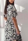 Floral V Neck Ruffle Hem Dress