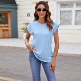Plain Textured Short Sleeves Top