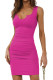 Plain V Neck Ruched Bodycon Dress