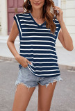 Stripes V Neck Loose Fit Sleeveless Top