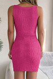 Plain V Neck Knit Bodycon Sleeveless Dress