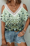 V Neck Cold SHoulder Floral Top