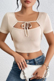Apricot Lace Up Crop Top