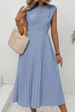 Blue Twisted Pleated Sleeveless Maxi Dress