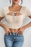 Apricot Lace Up Crop Top