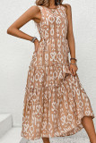 Sleeveless Splicing Printed Maxi Dress