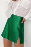 Plain Silky Split Skirt