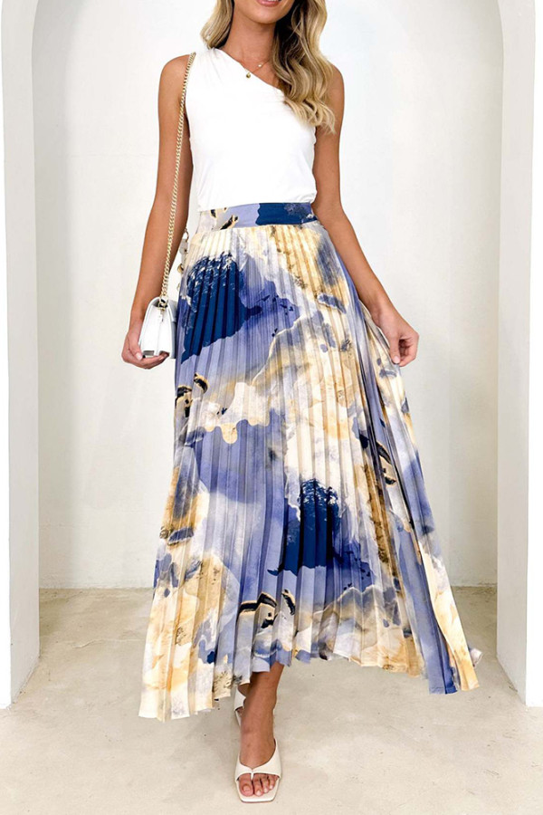 Tie Dye High Waist Smocked Skirt Dress