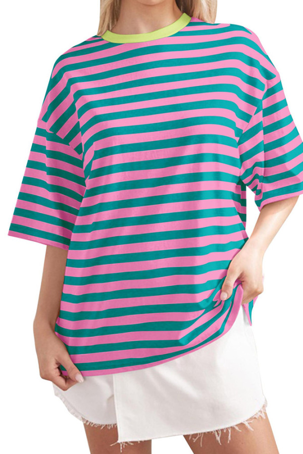 Striped Crew Neck Loose Top