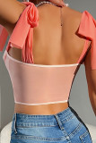 Lace Tie Knot Fish bone Corset Top