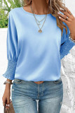 Plain Silky Smocked Cuff Blouse