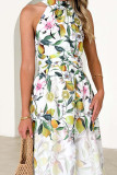 White Bohemia Halter Floral Dress
