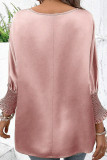 Plain Silky Smocked Cuff Blouse