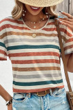 Crew Neck Colorful Stripes Top