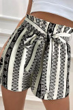 Zebra Aztec Printed High Waist Shorts