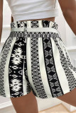Zebra Aztec Printed High Waist Shorts