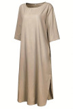 Khaki Split Maxi Long Dress