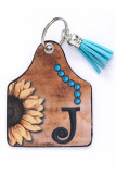 Sunflower Alphabet Tassel Keychain