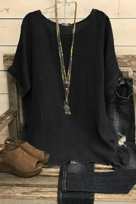 Black Crew Neck Short Sleeves Top