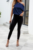 Plain Silky One Shoulder Blouse
