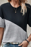 Colorblock Splicing Stripes Top