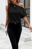 Plain Silky One Shoulder Blouse