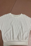 Textured Plain Crew Neck Top