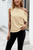 Plain Silky One Shoulder Blouse