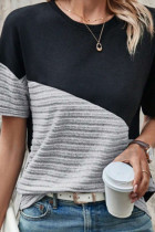 Colorblock Splicing Stripes Top
