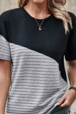 Colorblock Splicing Stripes Top